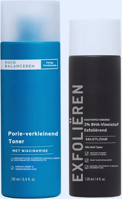 Herstel & Egaliseer: Pore-Verkleinende Toner & 2% BHA Exfoliant - Ontstopt Poriën En Pakt Mee-eters Aan - Voor Gemengde Tot Vette Huid