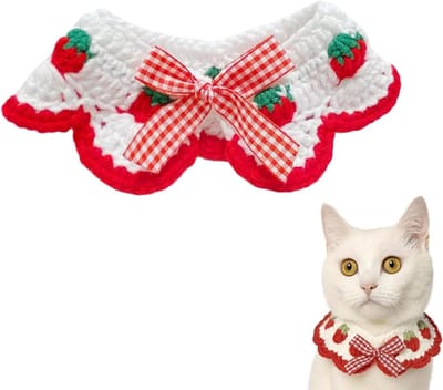 Veilige halsband voor katten en kittens met strik in aardbeienontwerp, comfortabel en verstelbaar voor optimale pasvorm