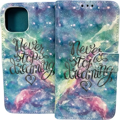 Portemonnee Book Case Hoesje Geschikt voor: iPhone 14 - Never Stop Dreaming Print