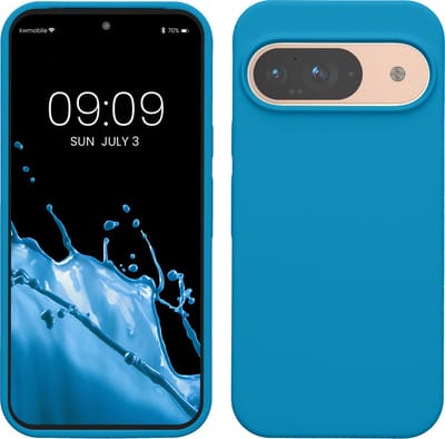 kwmobile hoesje geschikt voor Google Pixel 9 / Pixel 9 Pro case - Siliconen telefoonhoesje - Telefoon beschermhoes - Smartphone cover in Caribisch blauw