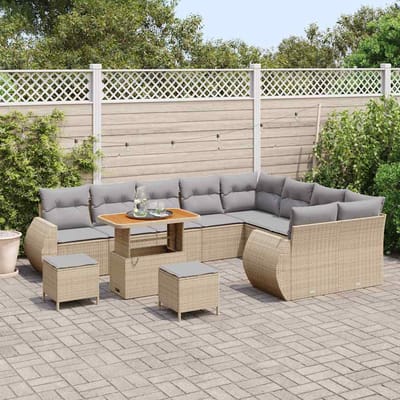 vidaXL - Tuinbank - Set - 12 - st - 12-Aantal - zitplaatsen - Beige - en - Lichtgrijs