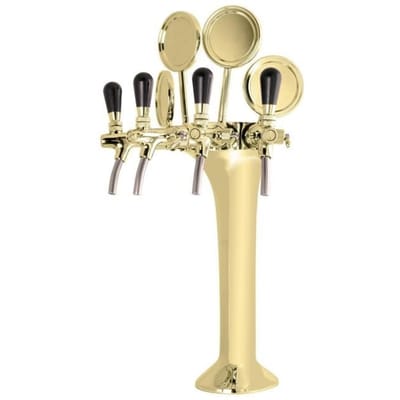 Biertap - ICH-ZAPFE.DE - Gouden zuil met 4 tappunten - 5L - Geïntegreerde koeling - RVS goud