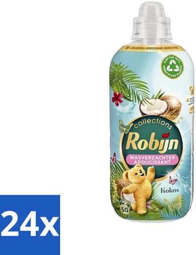 24 x Robijn Collections - Wasverzachter - Kokos - 1,25L - 50 Wasbeurten - Wasverzachter - Kokosgeur - Zachte Was - Frisse Was - Wasverzachter 1.25L