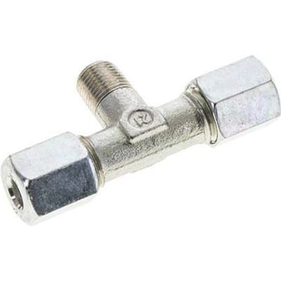 6L & R1/8'' Verzinkt Stalen T-stuk Snijringkoppeling Buitendraad 315bar ISO 8434-1