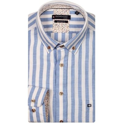 Giordano Overhemd Ivy Linnen Cotton Wide Stripe Licht Blauw / male