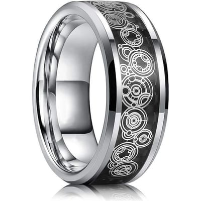 Vintage Viking Keltische Draak Ringen Voor Mannen Vrouwen Inlay Koolstofvezel Hiphop Mannen Rvs Ringen Wedding Band Sieraden Geschenken 8 gray