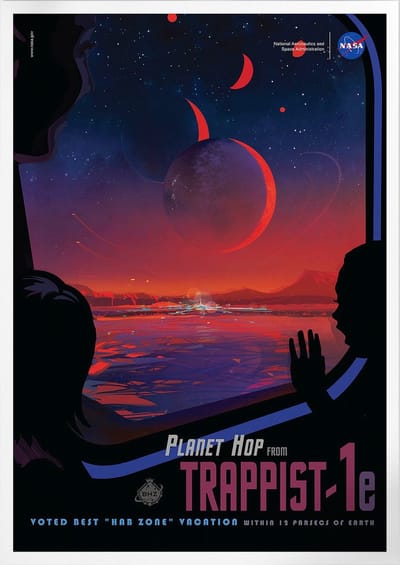 Planet Hop From Trappist 1E | Space, Astronomie & Ruimtevaart Poster | A3: 30x40 cm