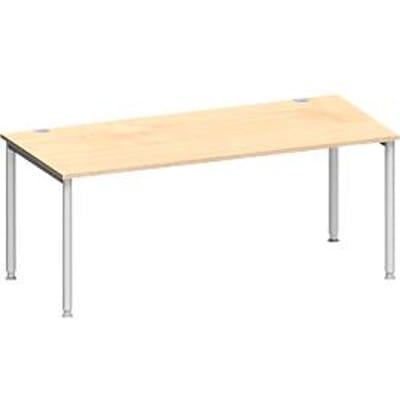 Schäfer Shop Genius bureau MODENA FLEX, 4-poots ronde buis, B 1800 x D 800 mm, ahorn/blank aluminium