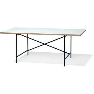 Richard Lampert Tafel Eiermann 1 - melamine wit/eiken rand - 110 x 66 cm - zwart - middelste stut - 140 x 80 cm