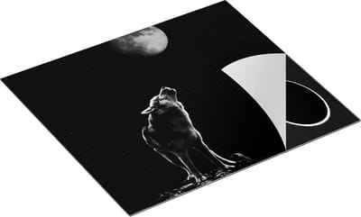 Chefcare Inductie Beschermer Wolf Huilt naar de Volle Maan - Zwart Wit - 60x50 cm - Afdekplaat Inductie - Kookplaat Beschermer - Inductie Mat