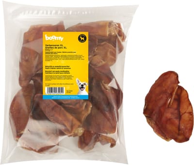 Boomy - Varkensoren XL - Natuurlijke hondensnacks - Gedroogde vleessnacks voor honden - Kauwsnacks hond - Kauwstaaf hond - 600g