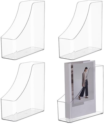 Dailygoods- Tijdschrift Houder Ruimtebesparend Ontwerp - Acryl Magazine Organizer - Transparant - Verticale Opbergdoos - 3x8,86x8,74 inch - Kristalhelder Zicht - Magazinehouder