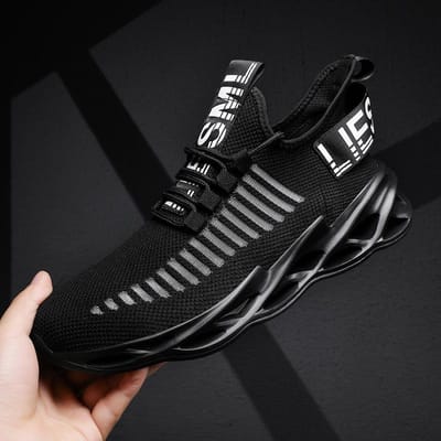 Herenschoenen Comfortabele Ademende Sneakers Wandel Sneakers Hardloopschoenen voor Heren Mesh Tenis Sportschoenen 46 black