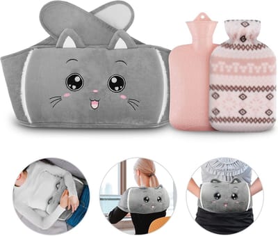Warmwaterkruik 1 liter met pluche hoes en tailleband - Comfort voor nek, schouder, rug, voeten en taille