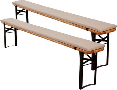 Comfortabele Bierbank Kussen - Antislip Zitting Kussen voor Tuin en Terras - 220 x 25 x 3 cm (Beige)