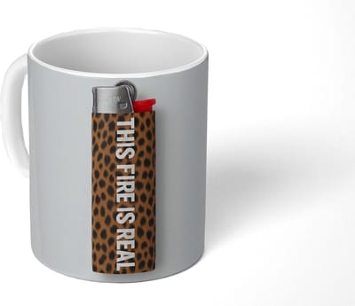 Mok - Koffiemok - Aansteker - Quote - Panterprint - Mokken - 350 ML - Beker - Koffiemokken - Theemok - Mok met Tekst