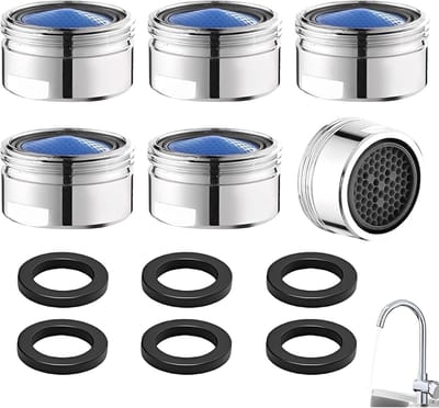Beluchter kraan M22, 6 stuks 22 mm mannelijke schroefdraad waterbeluchter kraanzeef, filterbeluchter voor kraan, filter kraan, spatbescherming, voor badkamer, keuken