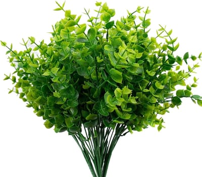 Vijf Bundels UV-bestendige Kunstplanten voor Buiten - Eucalyptus, Gras en Bloemen voor Tuin en Balkon Decoratie