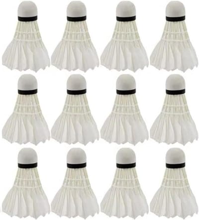 Badminton Shuttles - Veer Badminton Ballen - Sport Training - Composiet Dubbele Kop - 12 Stuks - Wit
