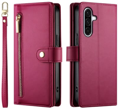 Luxe Portemonnee - Etui Hoes Tas geschikt voor Samsung Galaxy A26 - A17 - A16 - Met Schouder - Draagkoord - Rood