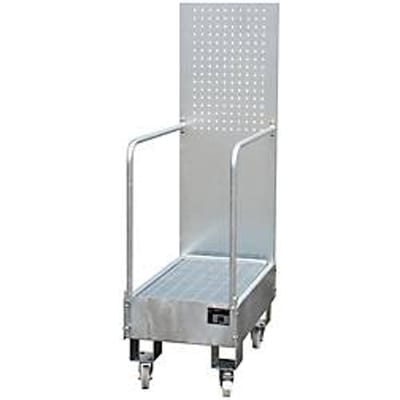 Verrijdbare lekbak LPW 60-3, met geperforeerde plaatwand, van staal, capaciteit 2 x 60 liter vat, gegalvaniseerd