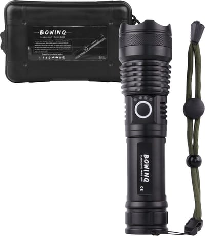 BOWINQ® - Paris 5000 - Zaklamp - LED - Oplaadbaar - USB-C - 1500 Lumen – Zoomfunctie - AAA extender