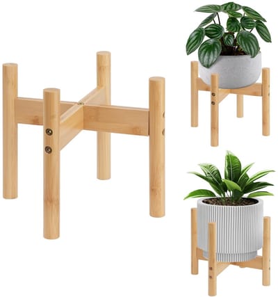 Dailygoods- Kamerplantenstandaard Houten - Plantenstandaard Binnen/Buiten - Bamboe - Cross Stabiele Structuur - Decoratief Meubilair - Voor Potten van Verschillende Afmetingen