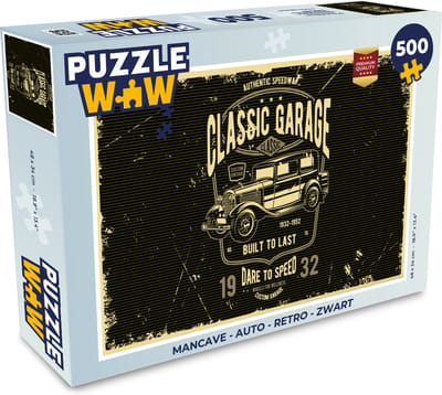 Puzzel Mancave - Auto - Retro - Zwart - Legpuzzel - Puzzel 500 stukjes