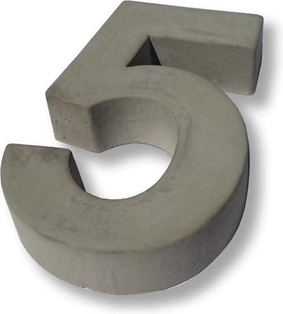Huisnummer Beton, cijfer 5, Hoogte 20 cm | Huisnummer beton | Huisnummers | Huisnummer modern | Betonnen huisnummer | Gratis verzending!