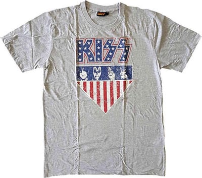 Kiss - Stars And Stripes Heren T-shirt - M - Grijs