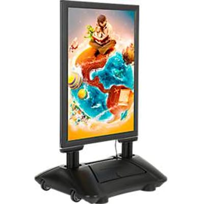 Stoepbord WindPro LED Economy – aluminium - B 740 x H 1204 mm - voor A1 formaat - weerbestendig- met wielen - zwart