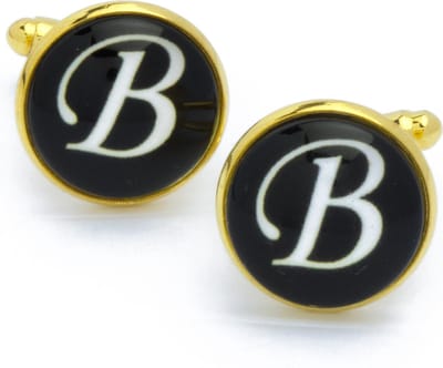 Manchetknopen - Letters Initialen Letter B Goud Zwart