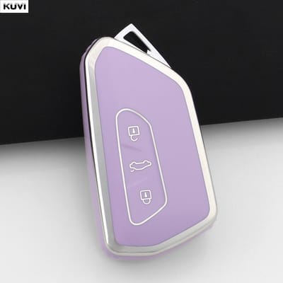 Nieuwe Roze TPU Auto Afstandsbediening Sleutelhoes Cover Shell Fob Voor Vw Volkswagen Golf 8 Skoda Octavia A8 Seat Leon Mk4 Accessoires gray