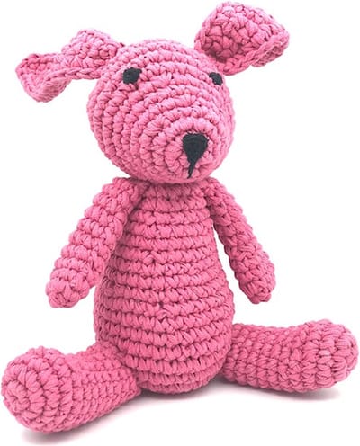 Luna-Leena duurzaan groot konijn - pink - katoen - hand gehaakt in Nepal - bunny - groot knuffeldier - H 27cm zittend - paashaas - kado - roze - cadeau - pasen - rabbit doll