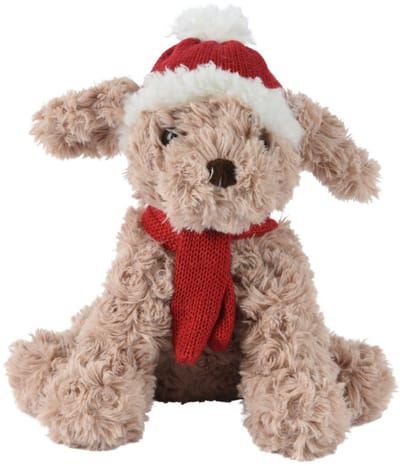 Kerstknuffel hond pluche 15x10x20cm