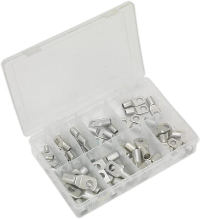 Koperen Lug Terminals - Aansluitklemmen Assortiment - Elektrische Verbindingen - 52 Delige Set - Zilver