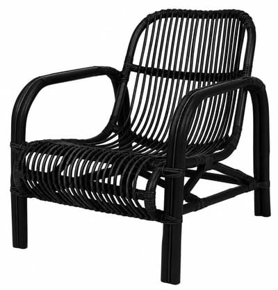 Rotan Stoel Boaz - Zwart - 62x80xH72 cm - Loungestoel