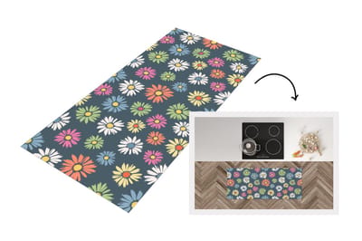Keukenloper - Loper keuken - Regenboog - Design - Bloemen - Flora - 120x50 cm - Keukenloper vinyl