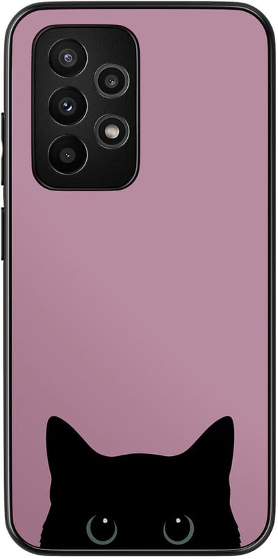Hoesje geschikt voor Samsung Galaxy A53 - Zwarte kat - TPU Hard Case Backcover - Roze - Mooie Telefoonhoesjes