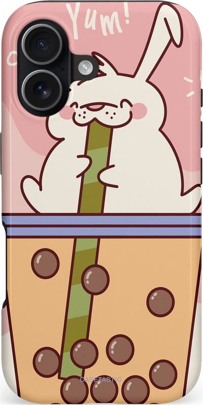 Casetastic hoesje geschikt voor Apple iPhone 17 - MagSafe - Dubbellaagse bescherming - Bubble Tea Genot - Fashion Case - Lichtroze Zand Lichtgrijs Perzik