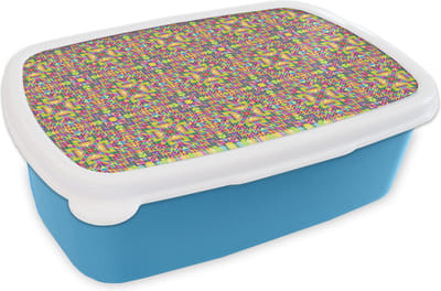 Broodtrommel Blauw - Lunchbox - Brooddoos - Caleidoscoop - Patronen - Regenboog - 18x12x6 cm - Kinderen - Jongen