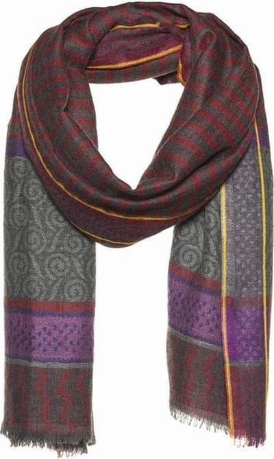 Sjaal rood - 100% wol - rode unisex sjaal met print
