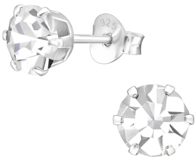 Joy|S - Zilveren oorknoppen - rond 6 mm - kristal - oorbellen