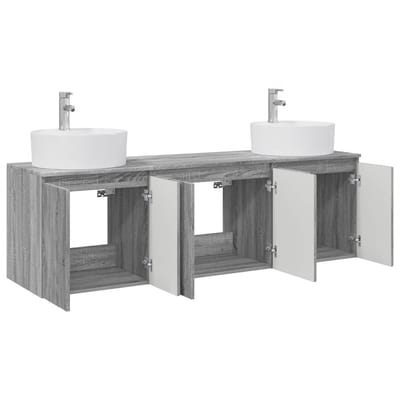 vidaXL - Badkamerkast - set - 3 - st - Grijs - Sonoma - 161,5 - x - 44,5 - x - 82 - cm