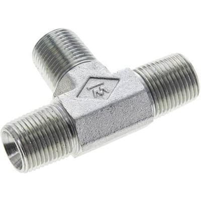 3/8'' NPT Buitendraad Verzinkt Stalen T-stuk 210 Bar - Hydrauliek - FL3T-M-EZ-038N
