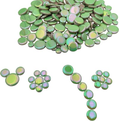 Mozaïek Tegels Rond - Keramische Stukjes - Decoratie Projecten - Iridescent Finish - 500 Gram - Groen