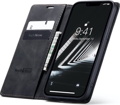 Hoesje geschikt voor iPhone 14 - Book Case Leer Slimline Zwart