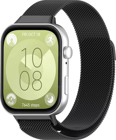Strap-it Milanees gevlochten RVS bandje met magneetsluiting - geschikt voor Huawei Watch Fit 3 / Watch Fit 4 / Watch Fit 4 Pro / Watch Fit 5 / Watch Fit 5 Pro / Watch Fit 4 / Watch Fit 4 Pro / Watch Fit 5 / Watch Fit 5 Pro (zwart)