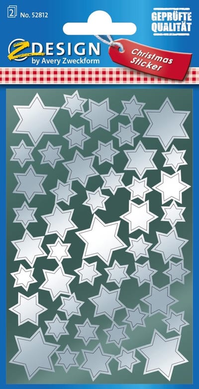 Avery etiket Z-design Christmas pakje a 2 vel zilveren sterren