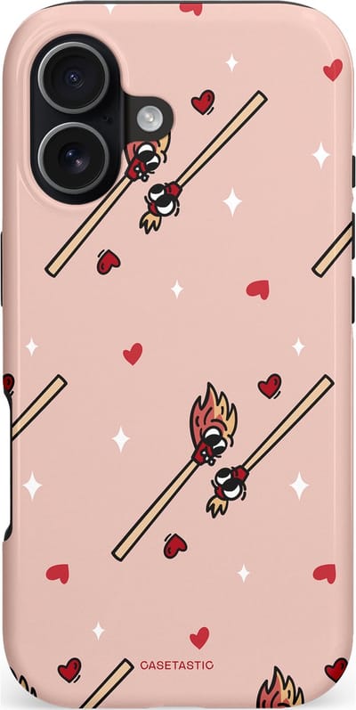 Casetastic hoesje geschikt voor Apple iPhone 17 - MagSafe - Dubbellaagse bescherming - Vurige liefde - Fashion Case - Perzik Zand